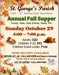 Fall Supper - St. George's Parish Assiniboia