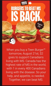 Help Beat MS 💓  Burgers to Beat MS at A&W
